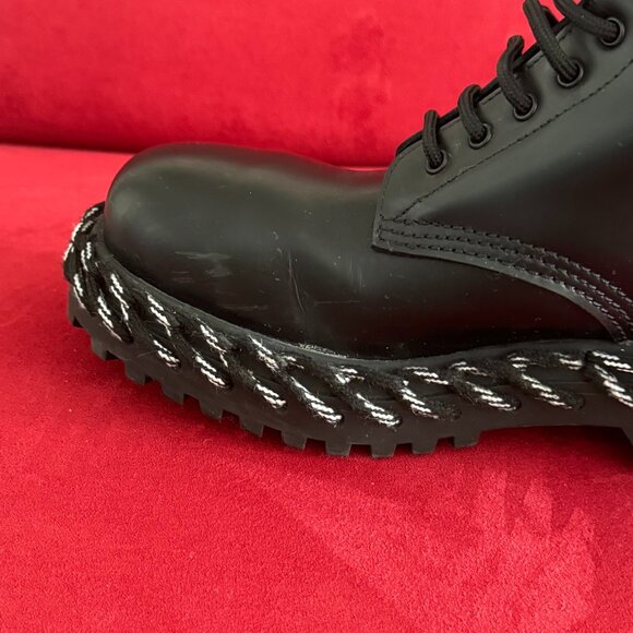 Balenciaga Black Leather Lace-Up Boots - Size 36 Authentic - Picture 9 of 14